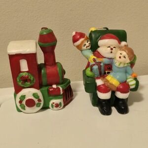 Vintage Christmas‎ 4" Santa Claus w/ Kids + Christmas Train Candles Rare 70s NOS